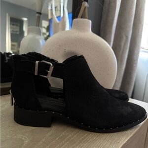 Black Ankle Boots with Buckle Detail